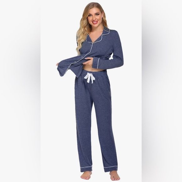 Ekouaer Womens Pajama Sets Long Sleeve Sleepwear Button Down Loungewear Soft XXL - Picture 15 of 16